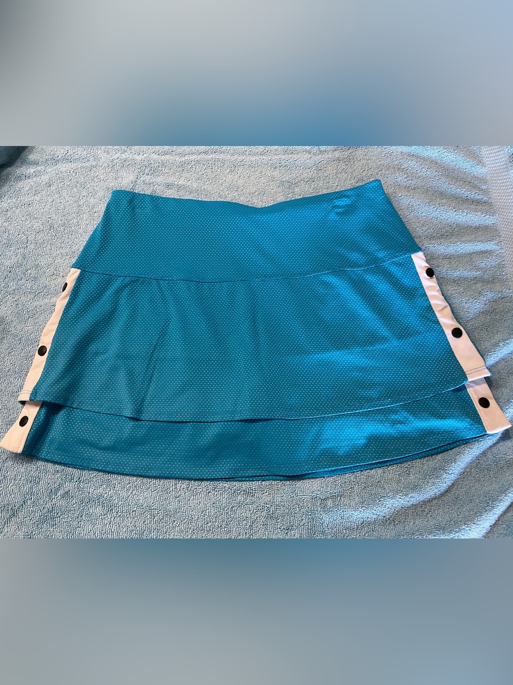 Lucky in Love Teal Layered A-Line Skort with Contrast Button Tabs